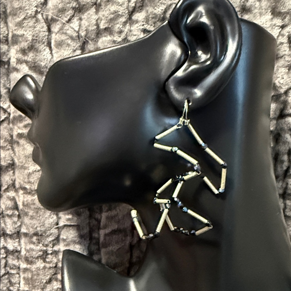 Elegant Silver and dark blues Geometric Earrings.